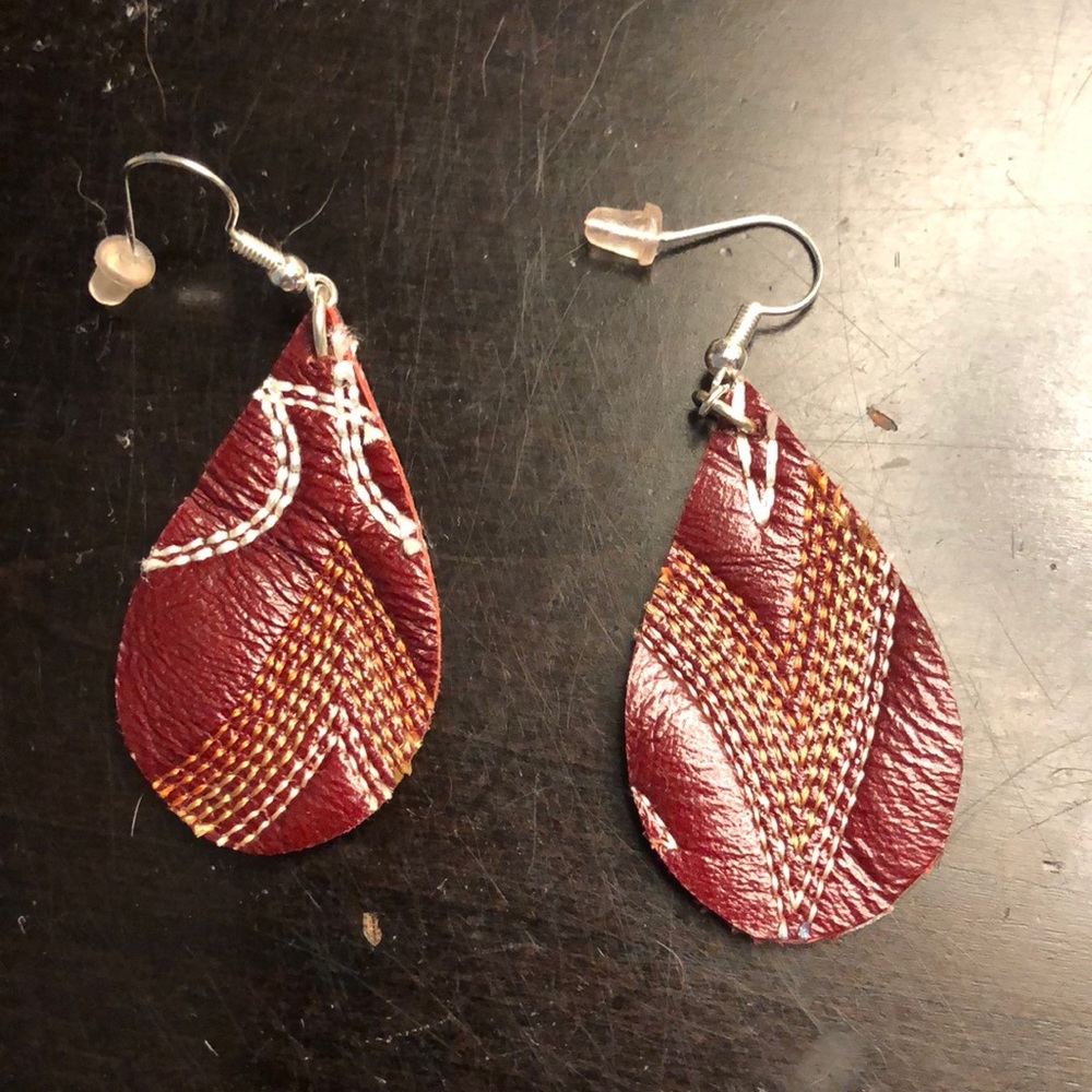 Leather dangle earrings